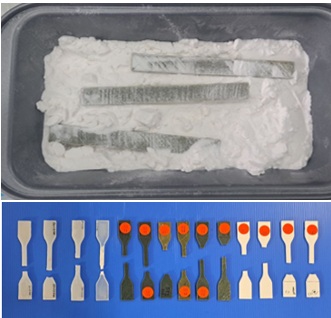 Heat treatment in NaCl and tensile test specimens